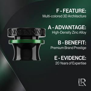 Tapa <span class=keywords><strong>de</strong></span> botella <span class=keywords><strong>de</strong></span> perfume <span class=keywords><strong>de</strong></span> Zamac verde malaquita con grabado láser <span class=keywords><strong>de</strong></span> chevron, cuerpo <span class=keywords><strong>de</strong></span> <span class=keywords><strong>barril</strong></span> negro carbón, OEM, sin existencias en el almacén. - Product Image 3