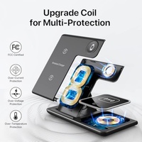 Soporte Plegable para Teléfono, Estación de Carga Rápida Inalámbrica de 15W para Teléfono, Auriculares y Reloj