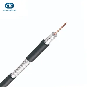 High Performance CCTV/CATV RG6 RG58 RG59 Bare Copper TV Antenna Communication Cables Coaxial Cable With Power
