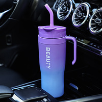 D5726 Vaso Deportivo de Plástico de Gran Capacidad (40oz) con Pajita y Asa, Portátil para Viajes en Auto, para Hombres y Mujeres, Nuevo Estilo