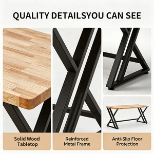 Escritorio de Madera Maciza Moderno, Minimalista y Duradero, <span class=keywords><strong>con</strong></span> Patas Metálicas en Forma de X, para Oficina, Estudio, Trabajo y Hogar (Ecológico) - Product Image 2