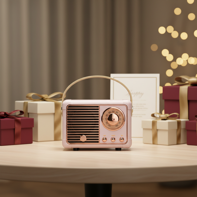 Old Fashion Radio Shape for HIFI Active Wireless Speaker with RGB LED for Home Use Gift