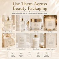 Étiquettes transparentes personnalisées, étiquettes cosmétiques transparentes en feuille d'or, étiquettes imperméables pour emballages de parfums et de soins de la peau, étiquettes en rouleau, logo personnalisé