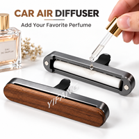 Diffuseur de parfum pour voiture personnalisé en bois de noyer avec accent métallique, aromathérapie rechargeable, désodorisant avec logo, parfum et boîte cadeau