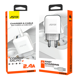 Chargeur de téléphone ASPOR A829, <span class=keywords><strong>prise</strong></span> UK US EU, 2 USB, 2.4A, charge rapide, <span class=keywords><strong>adaptateur</strong></span> avec câble, <span class=keywords><strong>prise</strong></span> en charge des commandes OEM/ODM - Product Image 6
