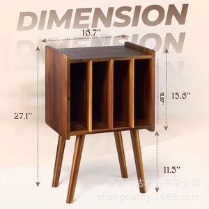 Étagère rétro pour disques vinyles, étagère de rangement pour CD avec compartiments, boîte de rangement pour disques, présentoir pour bandes dessinées - Product Image 3