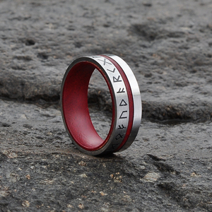 Viking Souvenir Rose Bois Doublure En Acier Inoxydable Norse Hommes Rune Anneau Viking Bijoux - Product Image 5