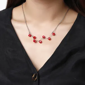 Custom Hot Sale Simple Noble Ruby Pendant Fine Jewelry Necklaces And Earrings Combination Sets Fine Jewelry