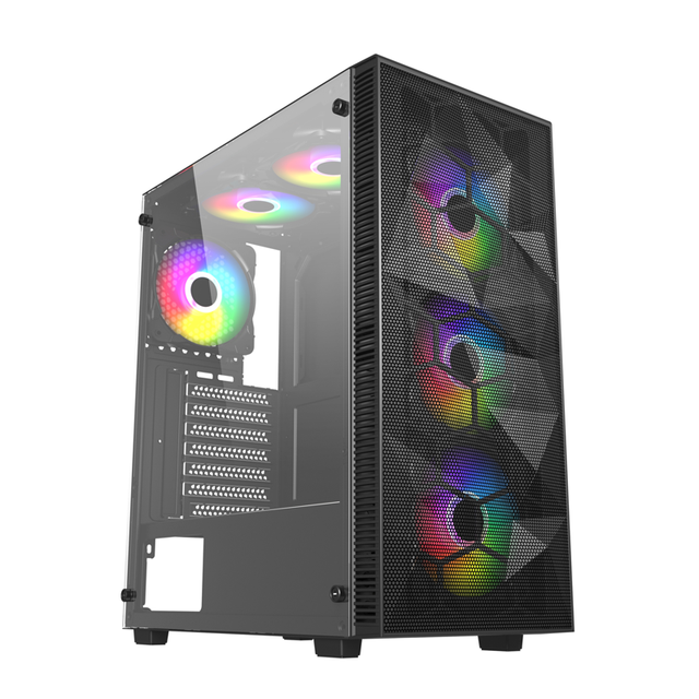 KINPOWER Gaming PC Case Mid Tower Mesh Panel Tempered Glass Custom Logo Gaming Computer Cases