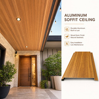 Panneaux en U en bois pour extérieur, bande perforée, déflecteur, grain de bois, métal ventilé, soffit en aluminium