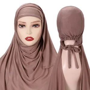 Мусульманский модал Регулируемый шарф веревочная шапка Джерси мгновенный хиджаб мягкий тюрбан простая шаль однотонная повязка на голову шейный платок женский