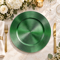 Assiette de Présentation Wojia 13 pouces Argentée Électroplaquée à Anneaux Concentriques, Écologique, Moderne et Minimaliste en Plastique pour Décoration de Table de Fête