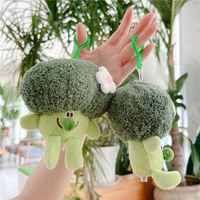 Nouveauté : Porte-clés en gros, pendentifs de sac 3D, jouets en peluche souples et amusants en forme de brocoli, porte-clés alimentaire personnalisable