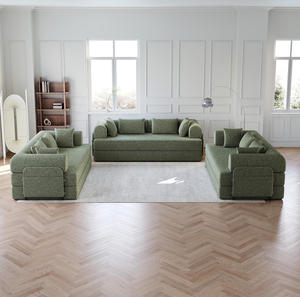 78.7-Inch L-Shape Modern Convertible Sleeper <b>Sofa</b> <b>Bed</b> Set with Chenille Folding Mattress Cylindrical Pillow and Side Pocket - Product Image 2