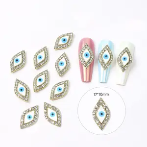 Wholesale Newest Gold Alloy Enamel Blue Eye Nail Rhinestones Evil Eye Charms for DIY Nart Art Deco Accessories