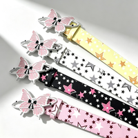 Ceinture décorative en cuir PU imprimé étoiles avec boucle papillon Y2K, ceinture de taille mignonne avec nœud et étoiles pour femme, vente en gros