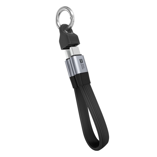VCOM Flat USB4 Cable 8K Video 80Gbps Data Transfer 240W Fast Charging Portable USB-C Cable 13cm 20cm with Keychain