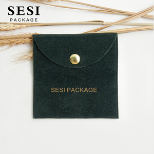 SESI รุ่นใหม่ Pochette Bijoux กระเป๋าใส่เครื่องประดับสีเขียว พร้อมโลโก้ กระเป๋าหนังกลับไมโครไฟเบอร์เนื้อละเอียดพร้อมกระดุม เหมาะสำหรับใส่เครื่องประดับ - Product Image 5