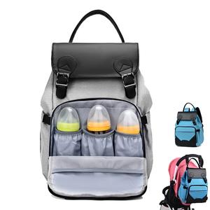 Genuine Leather Multifunction Portable Mommy Baby Diaper Bag Thermal Insulation Milk Bottle Storage Backpack