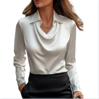 Chemise à col en V pour femmes automne élégant rétro décontracté avec chemisier en tissu respirant en polyester à imprimé floral