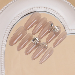 Vente chaude de strass portables faits à la main autocollants français longs haut de gamme finis 30 pièces d'ongles détachables - Product Image 3