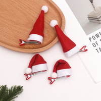Mini pinces à cheveux 3D LED rouges en forme de bonnet de Père Noël, décoratives pour Noël, écologiques, légères, populaires, pour une ambiance festive de Noël