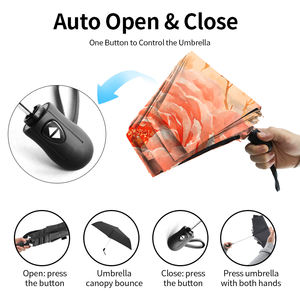 Portable 21 pouces impression personnalisée <span class=keywords><strong>6</strong></span> os 3 parapluie pliant avec protection UV noire pour femme - Product Image 4