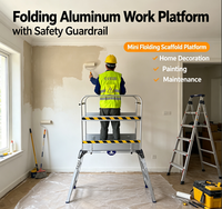 Échelle plateforme pliable en aluminium avec garde-corps de sécurité, échelle à 4 marches, plateforme de travail, échelle escabeau portable 375 LBS SGS, haute capacité