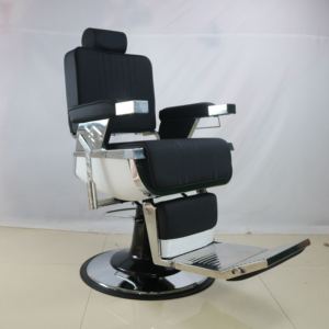 2026 High Quality All Black Barber <b>Chair</b> Synthetic Leather <b>with</b> <b>Wheels</b> for Tall Barber - Product Image 1