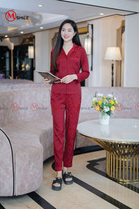 MBD314 <b>Satin</b> Fabric <b>Women's</b> home wear Pyjama <b>Trouser</b> set luxury style comfortable feeling for the wearer size S to XXL hot sale - Product Image 4