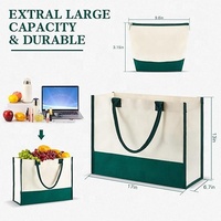 Sac fourre-tout en lin réutilisable à fermeture éclair avec motif rayé et logo personnalisé pour femmes, idéal pour les courses quotidiennes, les cosmétiques, les cadeaux de mariage