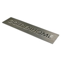 Étiquette en métal en acier inoxydable gravée sur mesure et sablée, autocollant logo finition miroir pour entreprise de rénovation