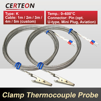 Sonde thermocouple type K contact de surface haute précision câble 1M à 5M capteur 0 à 600°C