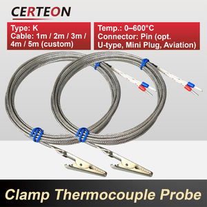 Sonda termopar tipo K de contacto superficial alta precisión cable 1M a 5M sensor 0 a 600°C - Product Image 2