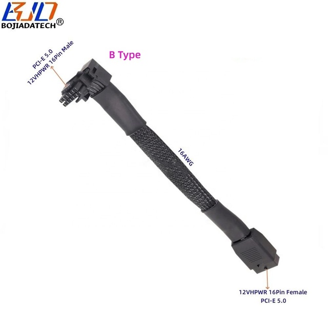 PCI-E 5.0 600W 12VHPWR 16Pin 12+4Pin Male to Female GPU Power Extension Cable 16AWG 15CM for RTX4090 RTX4080 Graphics Card