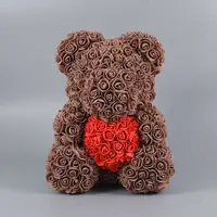 Unsere warmen anpassen 25 cm 40 cm Valentinstag Geschenke künstliche PE Schaum Rose Blumen Teddybär mit Geschenk box