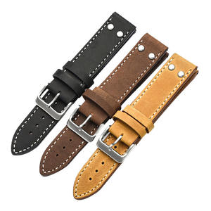 Bracelet de montre en cuir de qualité supérieure 20MM 22MM <span class=keywords><strong>Chrono</strong></span> Sport Series Rivet Bracelet de montre en acier - Product Image 1