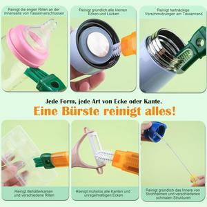 Wholesale Multifunctional 5-in-1 Long Handle <b>Cleaning</b> <b>Brush</b> <b>for</b> Milk Wine Beer Wine Decanter Thermos Bottles With 5 <b>Brush</b> Head - Product Image 3