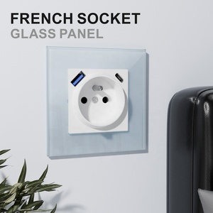 20 Years Warranty EU Standard Glass Panel French 2P+T Wall Socket with Fast Charging USB Type-A Type-C <strong>Ports</strong> PD20W - Product Image 5