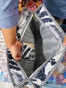 Handmade Quilted Cotton Tote <b>Bag</b> Striped Women Eco Friendly Washable Shoulder <b>Bag</b> Large Capacity Travel Shopping Daily Use - Product Image 6