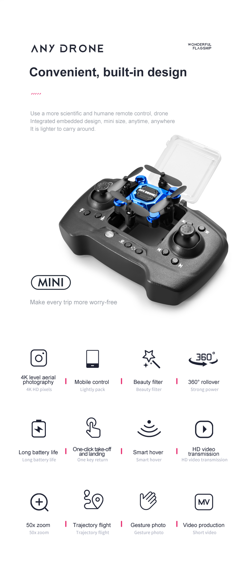 K04 Drone, drone integrated embedded design; mini make every trip more worry-free 