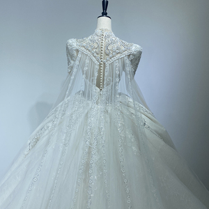 Heavy-Duty Luxury Wedding Shawl <b>Yarn</b> Shiny Puff Shoulder Long-Sleeved Ball Gown French Wedding Dress Wm03 - Product Image 5