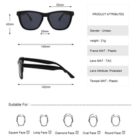 Lunettes de soleil polarisées rétro noires tendance pour hommes, stock entrepôt USA/UE 2025, personnalisables avec logo, pour l'été