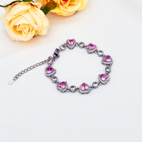 Bracelets de luxe en zircon scintillant, chaîne et maillons, avec cœur rose entièrement serti de diamants, bijoux de mariage tendance et personnalisés pour femmes et jeunes filles
