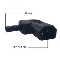 Adaptor Steker Listrik 90 Derajat IEC 320 C14, Konektor Pria Dapat Dikirim Ulang