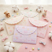 Carte de vœux pliante en trois volets en carton, motif dessin animé, style fille mignonne, pour étudiant, carte postale DIY pour nail art