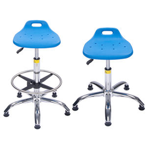 Tabouret de laboratoire ESD avec dossier, hauteur réglable, roulettes pivotantes et repose-pieds pour hôpital, clinique dentaire et atelier - Product Image 1