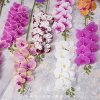 Bunga Phalaenopsis Simulasi Indoor untuk Dekorasi Rumah, Hiasan Bunga Palsu dengan Teknologi 3D Printing, Model Tunggal Kecil 9 Kepala, Phalaenopsis Impor
