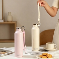 Bouteille isotherme en acier inoxydable 304 de 650 ml pour bureau, double paroi sous vide, maintien thermique 12-24h, avec sangle en paracorde et couvercle métallique – Vente en gros