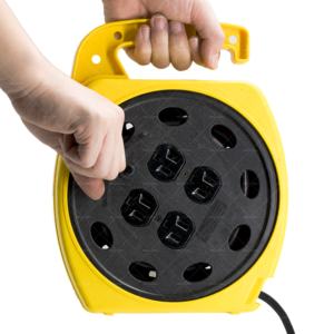 Linsheng 10 Amp 16/3 SJTW Extensión de bobinado duradero Cable de alimentación Carrete de cable retráctil con 4 salidas a tierra - Product Image 4